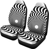 Black And White Circle Illusion Print Universal Fit Car Seat Covers 102422