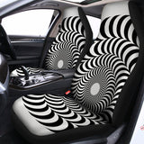 Black And White Circle Illusion Print Universal Fit Car Seat Covers 102422