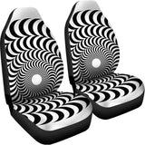 Black And White Circle Illusion Print Universal Fit Car Seat Covers 102422