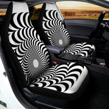 Black And White Circle Illusion Print Universal Fit Car Seat Covers 102422