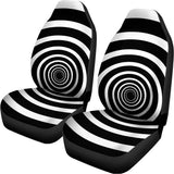 Black And White Circle Swirl Print Universal Fit Car Seat Covers 102422