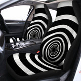 Black And White Circle Swirl Print Universal Fit Car Seat Covers 102422