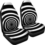 Black And White Circle Swirl Print Universal Fit Car Seat Covers 102422