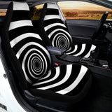 Black And White Circle Swirl Print Universal Fit Car Seat Covers 102422