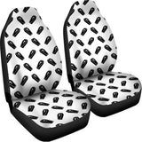 Black And White Coffin Pattern Print Universal Fit Car Seat Covers 102422