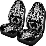 Black And White Damask Pattern Print Universal Fit Car Seat Covers 102422