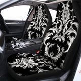 Black And White Damask Pattern Print Universal Fit Car Seat Covers 102422
