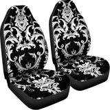 Black And White Damask Pattern Print Universal Fit Car Seat Covers 102422
