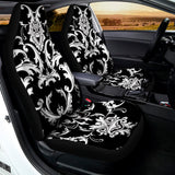 Black And White Damask Pattern Print Universal Fit Car Seat Covers 102422