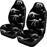 Black And White Dinosaur Fossil Print Universal Fit Car Seat Covers 102422