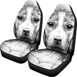 Black And White Drawing Beagle Print Universal Fit Car Seat Covers 102422