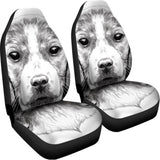 Black And White Drawing Beagle Print Universal Fit Car Seat Covers 102422