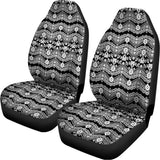 Black And White Ethnic Boho Print Universal Fit Car Seat Covers 102422