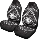 Black And White Eye of Providence Print Universal Fit Car Seat Covers 102422