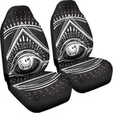 Black And White Eye of Providence Print Universal Fit Car Seat Covers 102422