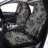 Black And White Floral Glen Plaid Print Universal Fit Car Seat Covers 102422