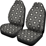 Black And White Geometric Floral Print Universal Fit Car Seat Covers 102422