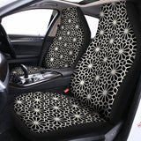 Black And White Geometric Floral Print Universal Fit Car Seat Covers 102422