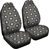 Black And White Geometric Floral Print Universal Fit Car Seat Covers 102422