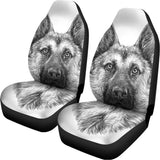 Black And White German Shepherd Print Universal Fit Car Seat Covers 102422