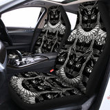 Black And White Gothic Wiccan Cat Print Universal Fit Car Seat Covers 102422