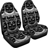 Black And White Gothic Wiccan Cat Print Universal Fit Car Seat Covers 102422