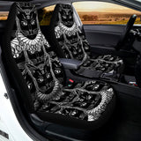 Black And White Gothic Wiccan Cat Print Universal Fit Car Seat Covers 102422