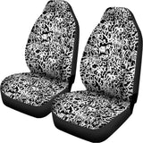 Black And White Graffiti Pattern Print Universal Fit Car Seat Covers 102422