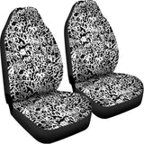 Black And White Graffiti Pattern Print Universal Fit Car Seat Covers 102422