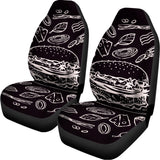 Black And White Hamburger Print Universal Fit Car Seat Covers 102422