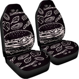Black And White Hamburger Print Universal Fit Car Seat Covers 102422