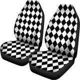 Black And White Harlequin Pattern Print Universal Fit Car Seat Covers 102422