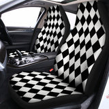 Black And White Harlequin Pattern Print Universal Fit Car Seat Covers 102422
