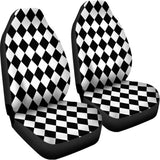 Black And White Harlequin Pattern Print Universal Fit Car Seat Covers 102422