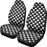 Black And White Heart Pattern Print Universal Fit Car Seat Covers 102422