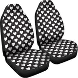 Black And White Heart Pattern Print Universal Fit Car Seat Covers 102422