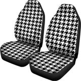 Black And White Houndstooth Print Universal Fit Car Seat Covers 102422
