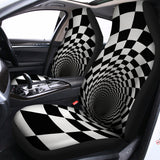 Black And White Hypnotic Illusion Print Universal Fit Car Seat Covers 102422