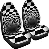 Black And White Hypnotic Illusion Print Universal Fit Car Seat Covers 102422