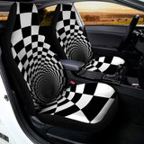 Black And White Hypnotic Illusion Print Universal Fit Car Seat Covers 102422