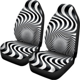Black And White Illusory Motion Print Universal Fit Car Seat Covers 102422