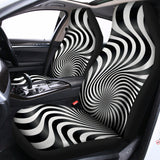 Black And White Illusory Motion Print Universal Fit Car Seat Covers 102422