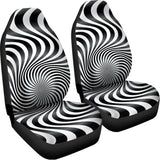 Black And White Illusory Motion Print Universal Fit Car Seat Covers 102422