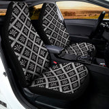 Black And White Knitted Pattern Print Universal Fit Car Seat Covers 102422