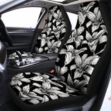 Black And White Lily Pattern Print Universal Fit Car Seat Covers 102422