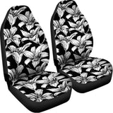 Black And White Lily Pattern Print Universal Fit Car Seat Covers 102422
