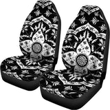 Black And White Lotus Mandala Print Universal Fit Car Seat Covers 102422