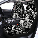 Black And White Lotus Mandala Print Universal Fit Car Seat Covers 102422