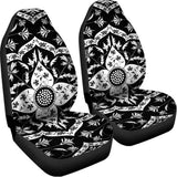 Black And White Lotus Mandala Print Universal Fit Car Seat Covers 102422