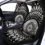 Black And White Mandala Print Universal Fit Car Seat Covers 102422